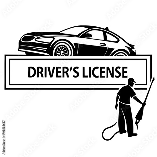 Black driver license alias logo design