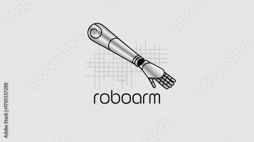 Roboarm illustration, showcasing robotic arm design with mechanical details and a futuristic aesthetic for technology concepts