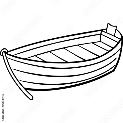 Antique Rowboat Line Vector