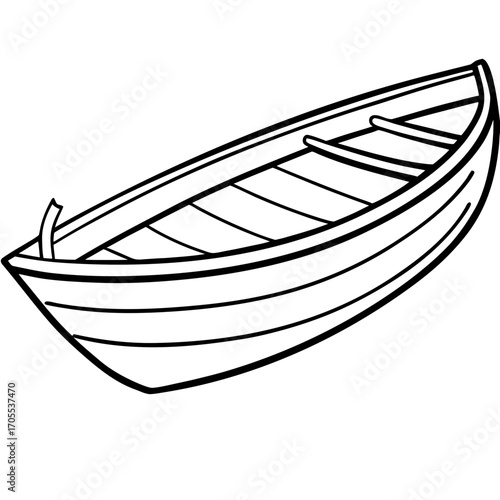 Antique Rowboat Line Vector