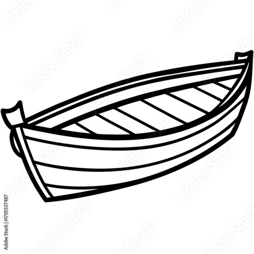 Antique Rowboat Line Vector