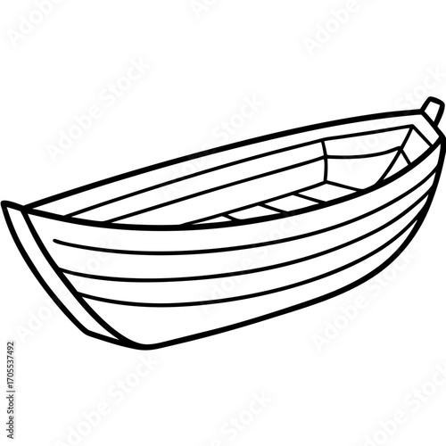 Antique Rowboat Line Vector