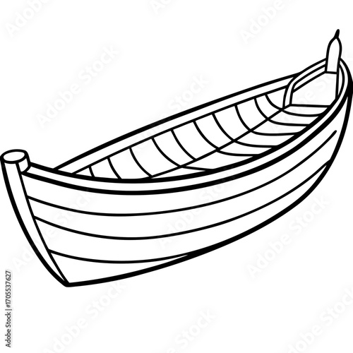 Antique Rowboat Line Vector