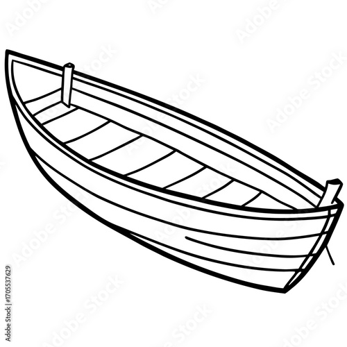 Antique Rowboat Line Vector
