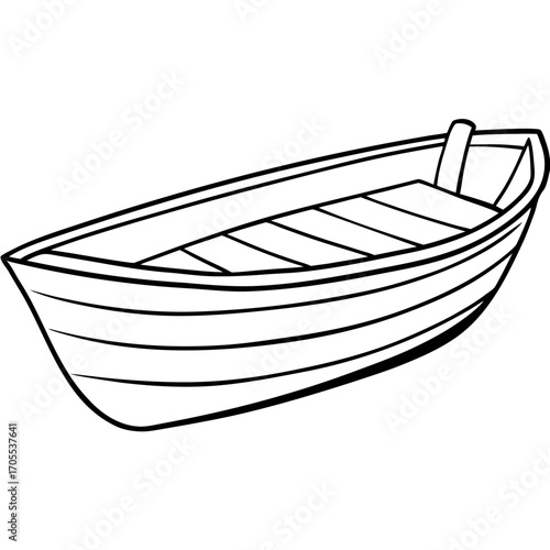 Antique Rowboat Line Vector
