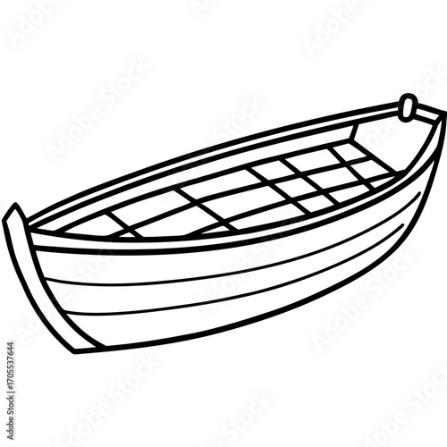 Antique Rowboat Line Vector