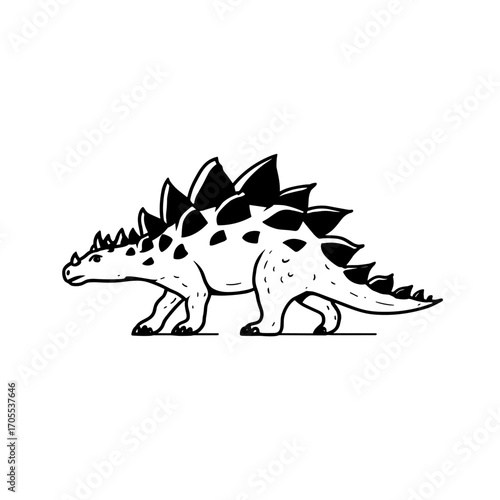 Ankylosaurus. Ankylosaurus simple black and white line art vector logo