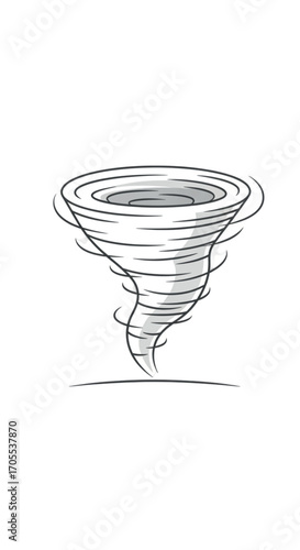 Hand drawn sketch of a powerful tornado swirling.