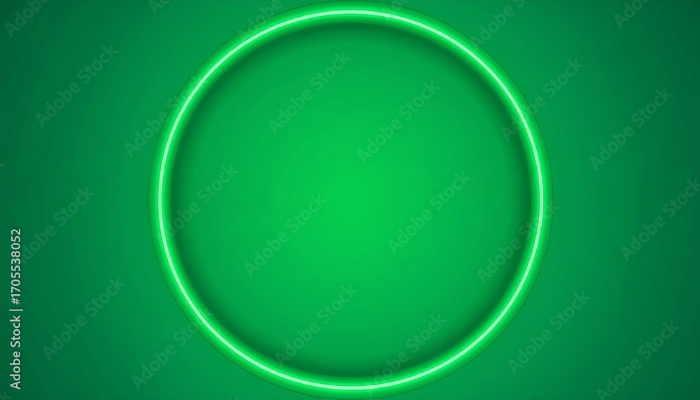 Fototapeta premium Neon green oval frame on a solid green background