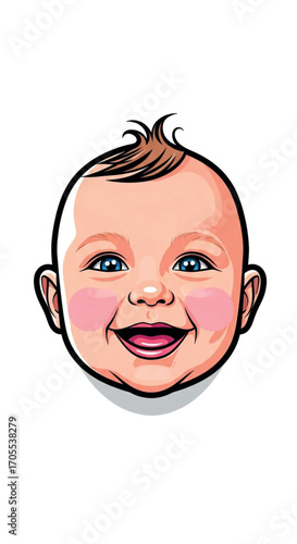 Happy Baby Face Illustration.