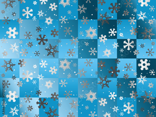  雪結晶、格子、２銀、5水色B