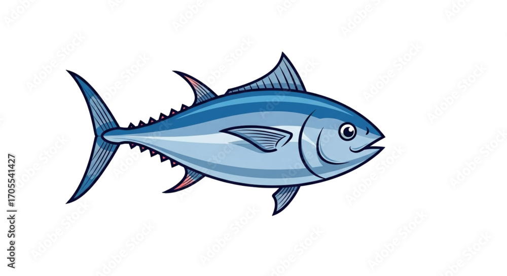 Fototapeta premium Illustration of a bluefin tuna fish swimming.