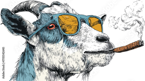 Cartoonish Vector Illustration of a Goat's Head - Professional Animal Design