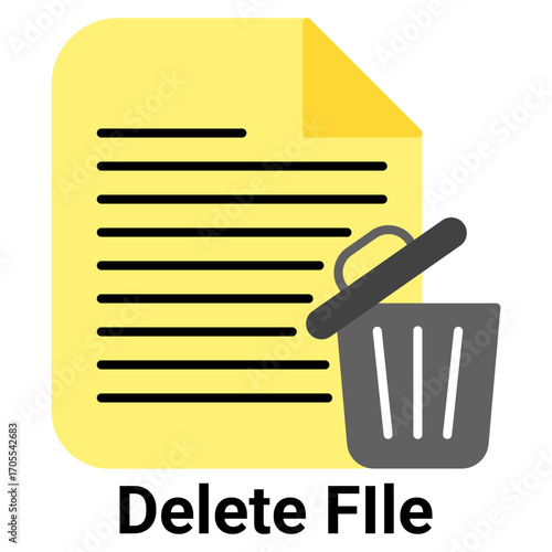 Delete File Icon Flat Color Style