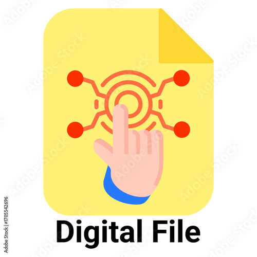 Digital File Icon Flat Color Style