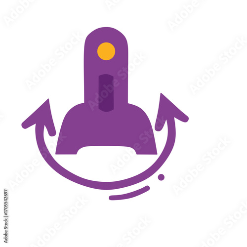 A vector icon representing a person with a revolving circular arrow, symbolizing 360-degree rotation, user profile update, or workflow process. Ideal for apps and presentations