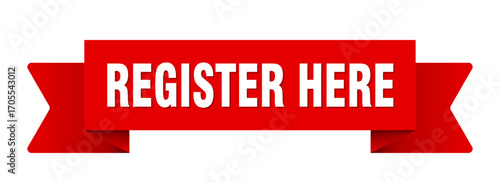 register here ribbon isolated on transparent background. register here ribbon