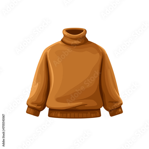 Brown turtleneck sweater fashion illustration on white background