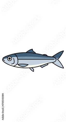 Illustration of a single herring fish swimming 1.