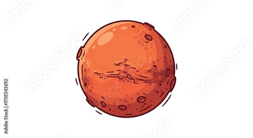 Illustration of the planet Mars with craters and surface details.
