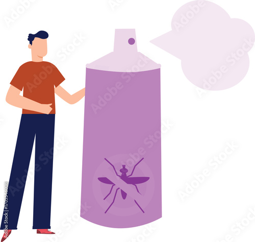 Boy spraying insect spray