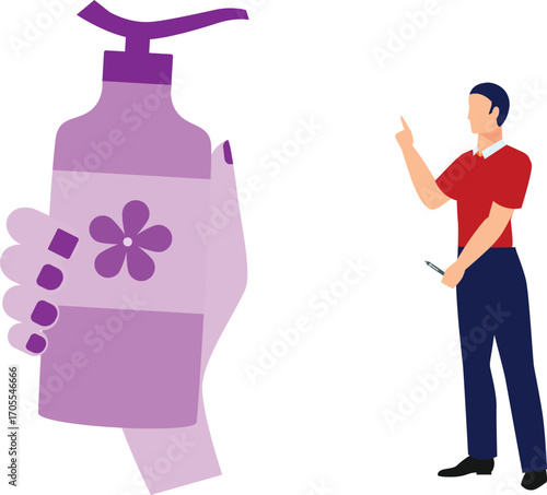 Girl hand holding fragrance spray bottle
