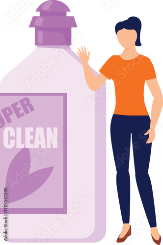 Girl introducing cleaning spray