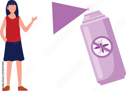 Girl promoting fly spray