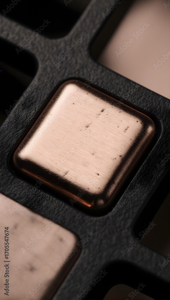 Fototapeta premium Rounded Rose Gold Metal Keycap Keyboard Closeup
