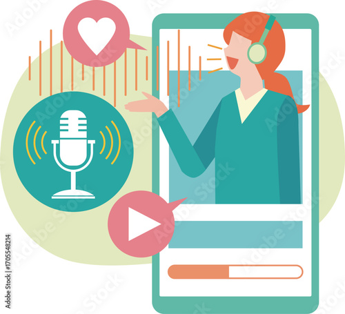 音声コンテンツを配信する女性