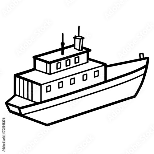 Cargo Barge Line Vector –