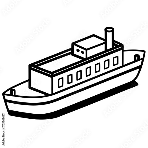 Cargo Barge Line Vector –