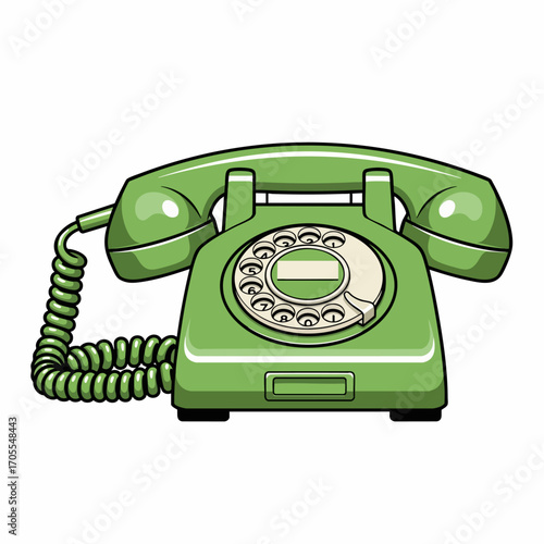 Vintage Rotary Telephone Retro Vector Illustration