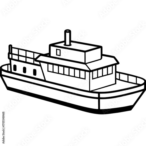 Cargo Barge Line Vector –