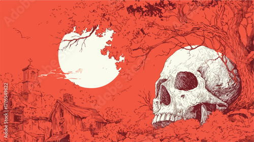 Stunning T-shirt or Poster Design Featuring Unique Illustration on Halftone Background