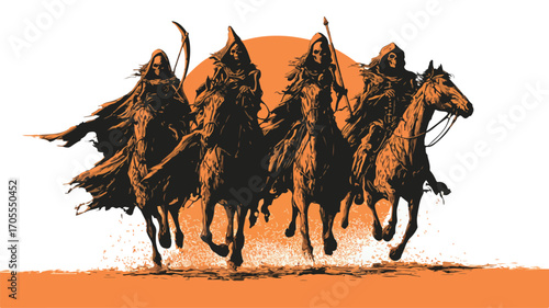 Apocalyptic Horsemen Vector Illustration for Marketing Materials and Designs