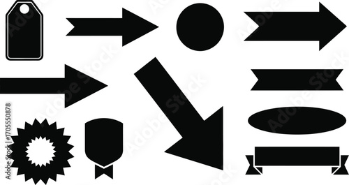 Collection of black vector icons and graphic elements for design