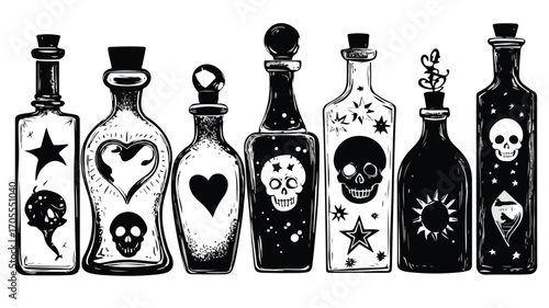 Vintage Potion Bottle Vector Silhouette Illustration for Design Projects