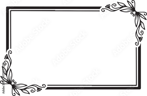 Border Frame Vector – Decorative, Line, Ornament, Elegant, Vintage, Corner, Page, Outline, Retro, Classic, Calligraphy, Black, Stylish, Minimal, Sketch, Graphic, Design, Illustration