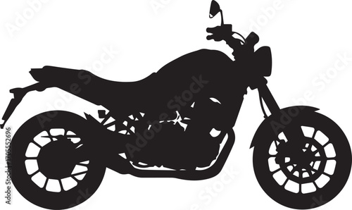 Black Silhouette of a Modern Motorcycle motorbike vehicle