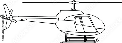 Sleek helicopter outline on white background, ready for flight