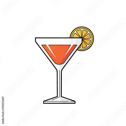 Orange Cocktail Drink with Lemon Slice.
