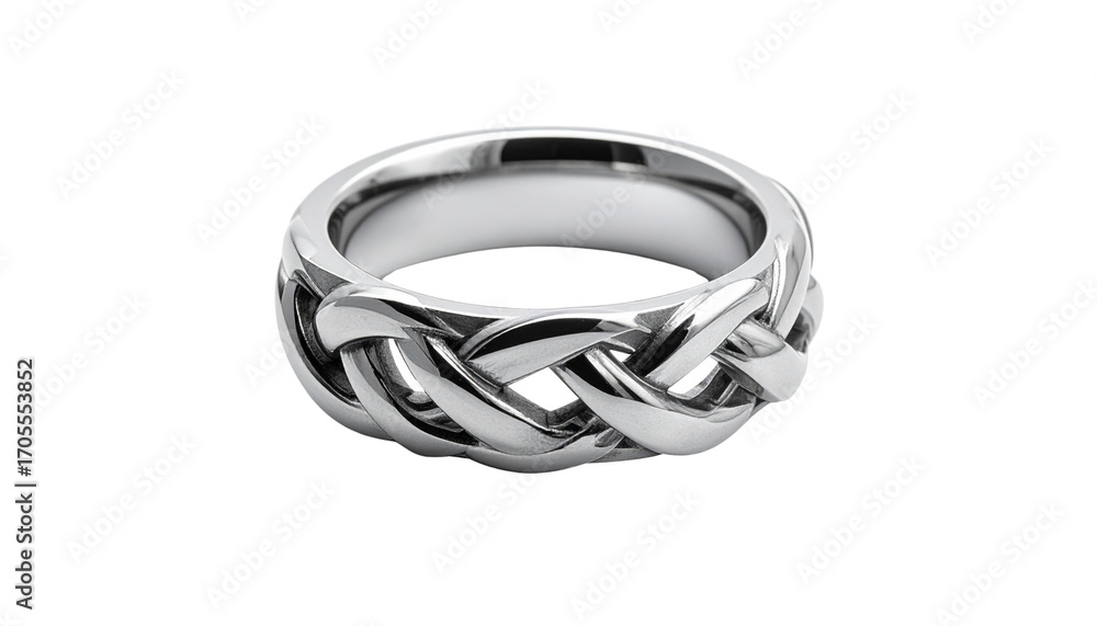 Naklejka premium Braided metal ring isolated on solid white background Png