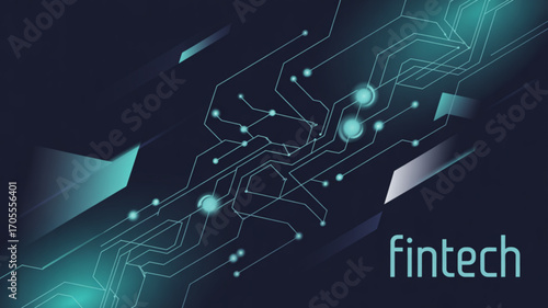 A futuristic fintech background with glowing circuit board patterns and geometric shapes, creating a hightech and modern feel