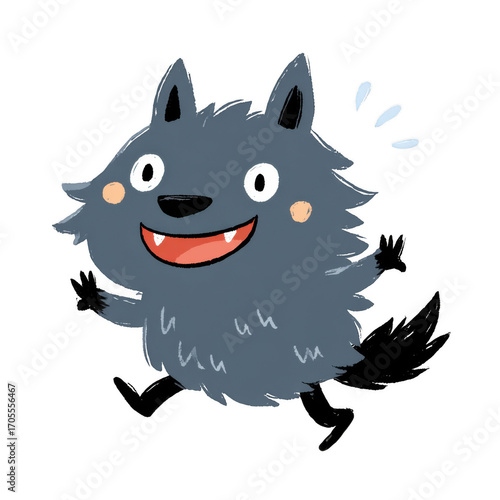 Cartoon character with a big smile and cheerful expression in a vibrant and colorful style