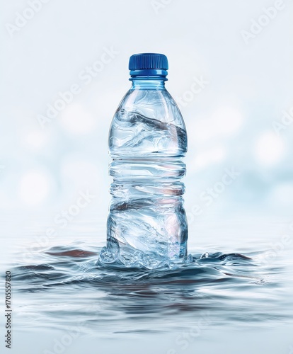 Plastic water bottle in water