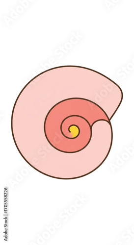 Pink Spiral Seashell Illustration.