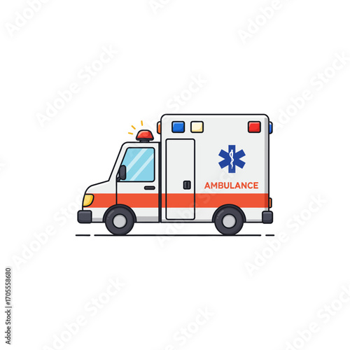ambulance illustration fast response for medical emergencies ideal for healthcare sites featuring emergency lights conveying urgency and critical care transport.