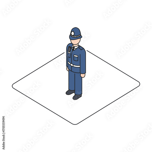 british police officer standing guard in a blue uniform a symbol of law enforcement and public safety ideal for community outreach campaigns.