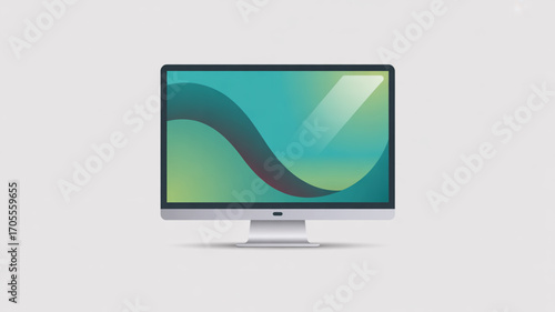 Modern computer monitor with abstract wallpaper, enhancing digital workspace with sleek design and vibrant display